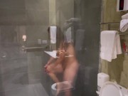 Preview 3 of Big Tit Colombian Taking a Shower Washing Pussy After Creampie Sex