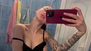 Rubber girl shows titts and pussy in the bath Small tits Asian