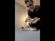 Preview 2 of German Twink licks and fucks his Vans Sneakers, cums and licks the sperm from shoes