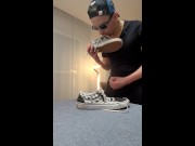 Preview 5 of German Twink licks and fucks his Vans Sneakers, cums and licks the sperm from shoes