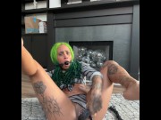 Preview 5 of Green hair slut Wetkittycity drills her pussy with a TOY gun