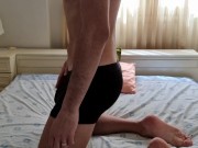 Preview 1 of Sexy Teen boy next door masturbates on his bed until he cums on his balls