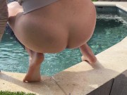 Preview 2 of Came Home Early From School To Find Stepmom Peeing In Backyard By The Pool
