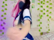 Preview 2 of Shy anime schoolgirl cums loudly and sweetly / Petite cutie Dildo fucking