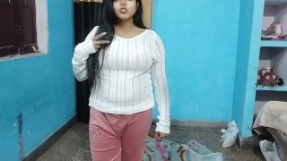 Indian desi village 18 years hot maid stocking by room owner in clear Hindi audio
