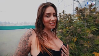 Colombian pornstar giving a blowjob and deep throat to an outdoor plantation employee - Sara Blonde