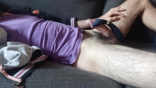 Edging my thick cock with a vibrator for a massive cumshot