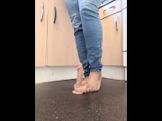 Preview 1 of ebony bare feet ball stomping humiliation using dildo