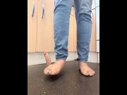 Preview 4 of ebony bare feet ball stomping humiliation using dildo