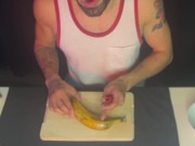 Preview 2 of Dru WinterZ Presents...Dru's Dirty D.I.Y : How to Train Your Cock With A Banana to Last Longer!