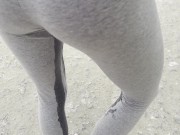 Preview 3 of Filmed a crazy girl wetting her leggings in public