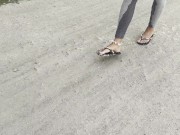Preview 4 of Filmed a crazy girl wetting her leggings in public