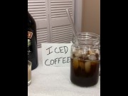 Preview 5 of Irish Cum Cream Iced Coffee for my wife to drink at our Saint Patrick’s party, I sneak a sip