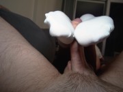 Preview 2 of Reverse Footjob from Sexy horny Blonde in White Socks (POV)