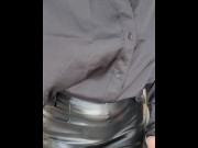 Preview 3 of Naughty MILF Teacher in leather skirt teases and masturbates in front of her student's dad