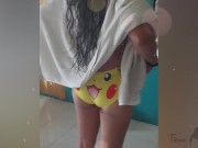Preview 2 of Do you like how my Pikachu panties look on me? come catch this pokemon