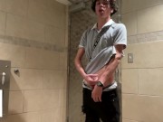 Preview 2 of Gay Teen Model Masturbates Inside Of A Restaurants Public Restroom!