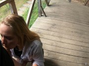 Preview 1 of Wife Films Her Blonde Friend Sucks Me Off Outdoors - Sharing Is Caring!