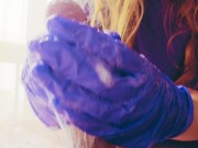 Preview 2 of ASMR CUM Masturbation in Gloves - Amy Hide