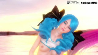 Idol with anal plug in slut suit dancing on the stage MMD R18