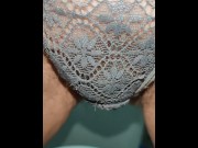 Preview 1 of Hairy pussy pissing while standing in the toilet | Up close POV
