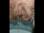 Preview 4 of Hairy pussy pissing while standing in the toilet | Up close POV