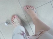 Preview 5 of Wonderful sexy feet in the shoe shop trying on sandals would you like to suck them all?