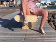 Preview 5 of girl flashing her pussy in public on a bench