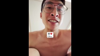 Chest Chinese boy fucked by the hotel window