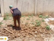 Preview 2 of African babe/voluptuous butt,tiny skirt/gardening/no panty/Akiilisa pornhub