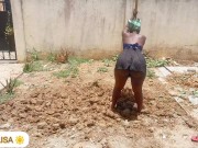 Preview 5 of African babe/voluptuous butt,tiny skirt/gardening/no panty/Akiilisa pornhub