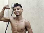 Preview 6 of COLOMBIAN GUY DOING EXERCISES SHOWS HIS MUSCLES AND HIS HUGE PACKAGE