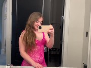 Preview 2 of Slutty Dress Try On!! See Trough Lace and Fishnet Dresses