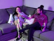 Preview 2 of Thick tattooed big titty goth milf let’s the guy she friend zoned fuck