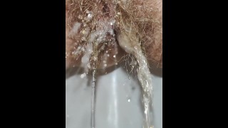 Hot Milf Hairy Pussy Spreads Pee All over Close Up porn videos