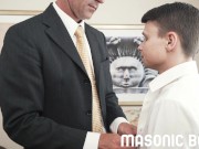 Preview 4 of MasonicBoys Twink apprentice Austin Young fucked by DILF