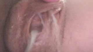 Sucking my huge clit and making my fat trans pussy gush and cream