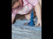 Preview 6 of Bbwunny rides and chokes on big blue monster