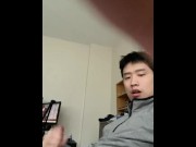 Preview 1 of Cute Asian shooting his cum moaning and playing with his nipples
