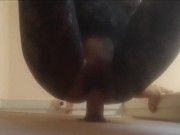 Preview 4 of Wearing high heels and catsuit and taking a cock down my mouth and pussy in gloryhole