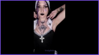 POV this hot nun gives you a blowjob with deepthroat and a striptease