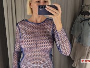Preview 6 of Prøv On Haul Transparent Tøj med store bryster i omklædningsrummet. Kig på mig i prøverummet