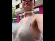 Preview 1 of Bouncing Braless Tits in public! (SlowlyMo)