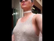 Preview 4 of Bouncing Braless Tits in public! (SlowlyMo)
