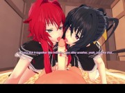 Preview 1 of 3D/Anime/Hentai, Highschool DxD: Adult Rias & Akeno Share A Big Cock In Uniform!