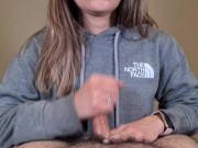 Preview 6 of College Girlfriend Fast Handjob with Huge Cumshot - Girl In Hoodie