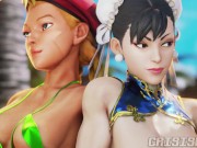 Preview 5 of Chun Li and Cammy get fucked on the beach