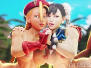 Preview 6 of Chun Li and Cammy get fucked on the beach