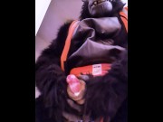 Preview 3 of Gorilla shoots a monster load in hot barrel toy.🦍💦