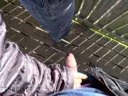 Preview 1 of risky public outdoor quickie with girl in jeans ends with cum on floor